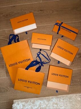 Authentic Louis Vuitton Shopping Bags, Boxes, Tissue Paper, and Ribbon